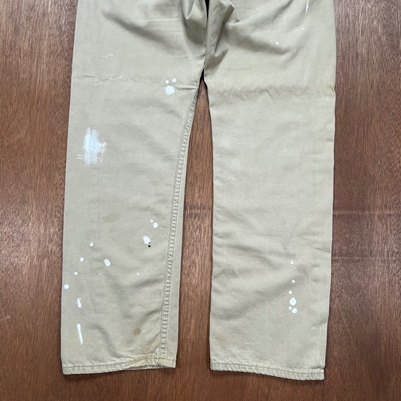 Levis 505 34x30 Tan Khaki Paint Splatter Distressed Regular Fit Pants - Picture 13 of 13